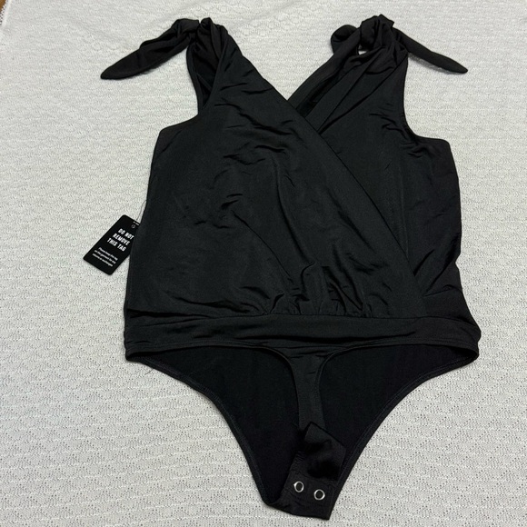 Express Black Bodysuit with Bow Shoulder Details - Picture 1 of 4